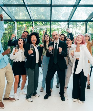 Businessmen and businesswomen making a corporate party