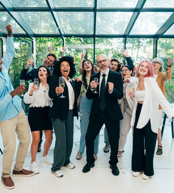 Businessmen and businesswomen making a corporate party
